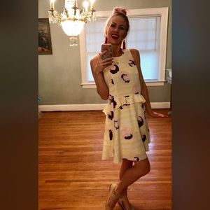 Penguin By Munsingwear Yellow Floral Peplum Dress